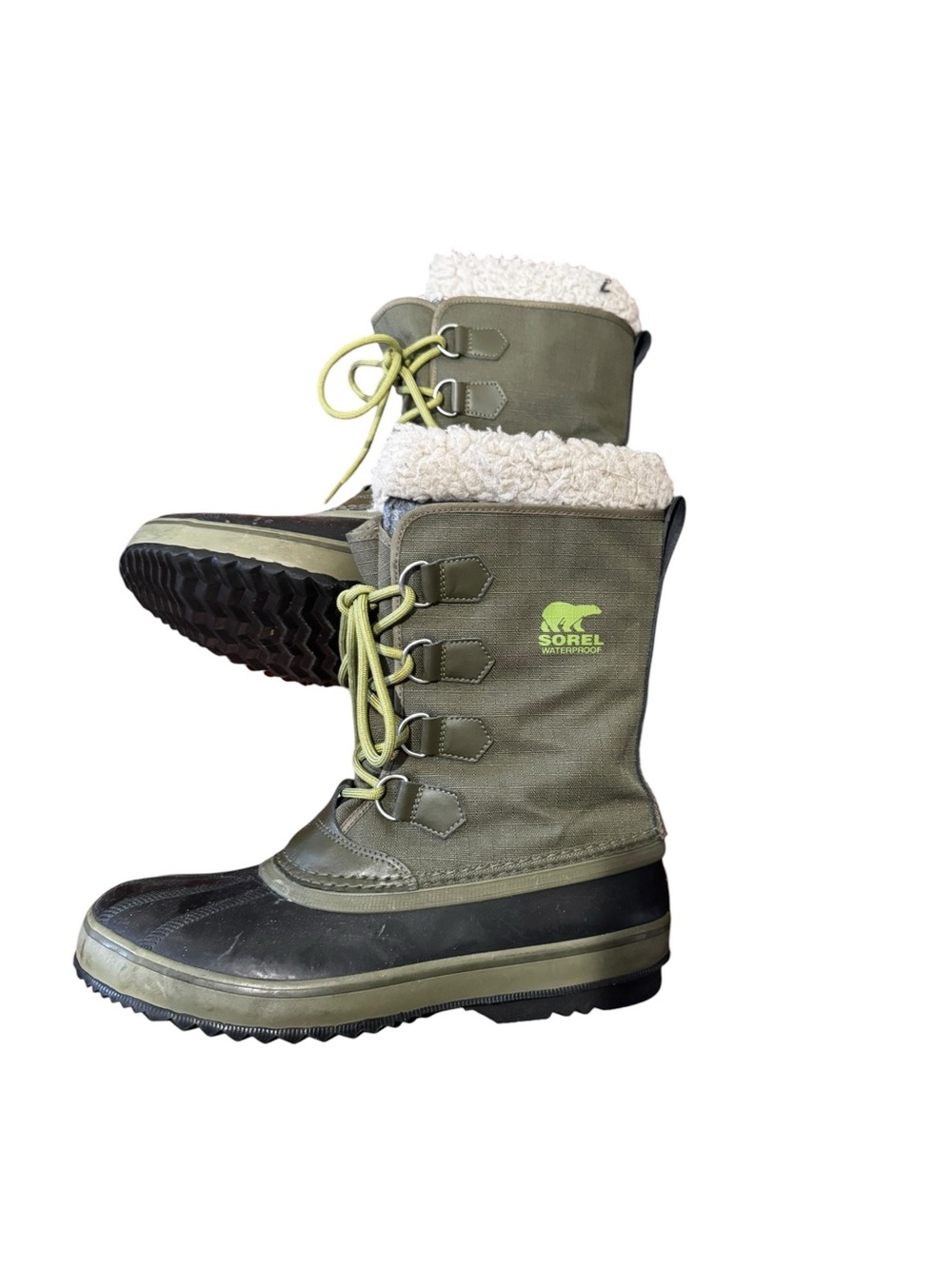Sorel  Men’s  1964 PAC Nylon SnowOlive Green and Black Sherpa-Lined Winter Boot - Picture 6 of 11